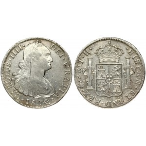 Mexico 8 Reales 1804 TH Charles IV(1788-1808). Obverse: Armored bust of Charles IIII right. Obverse Inscription...