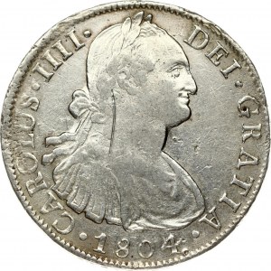 Mexico 8 Reales 1804 TH Charles IV(1788-1808). Obverse: Armored bust of Charles IIII right. Obverse Inscription...