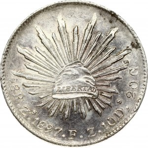 Mexico 8 Reales 1897Zs FZ Obverse: Facing eagle; snake in beak. Obverse Legend: REPUBLICA MEXICANA. Reverse...