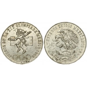 Mexico 25 Pesos 1968 Mo Summer Olympics - Mexico City. Obverse: National arms eagle left. Reverse...