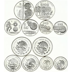 Mexico 25-100 Pesos 1986 World Cup - Mexico. Obverse: National arms; eagle left. Reverse: Pre-Columbian hieroglyphs...