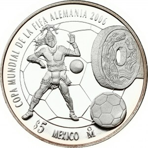 Mexico 5 Pesos 2006 World Cup Soccer Games. Obverse: National arms. Lettering: ESTADOS UNIDOS MEXICANOS. Reverse...