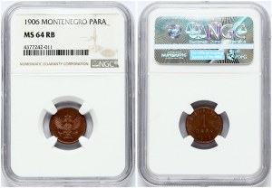 Montenegro 1 Para 1906 Nicholas I(1860-1918). Obverse: Crowned arms. Reverse: Value. Bronze. KM 1...