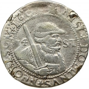 Netherlands FRIESLAND 14 Stuivers (160?) Obverse: Crowned arms with ornaments at sides in inner circle. Reverse...