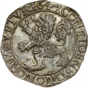 Netherlands GELDERLAND 1 Lion Daalder 1647 Obverse: Armored knight looking left above lion shield. Reverse...