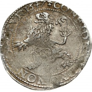 Netherlands WEST FRIESLAND 1 Lion Daalder 1647 Obverse: Armored knight looking right above lion shield in inner circle...