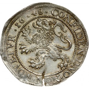 Netherlands UTRECHT 1 Lion Daalder 1648 Obverse: Armored knight behind lion shield in inner dotted circle. Reverse...