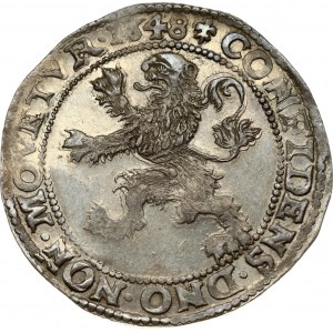 Netherlands WEST FRIESLAND 1 Lion Daalder 1648 Obverse: Armored knight looking right above lion shield in inner circle...