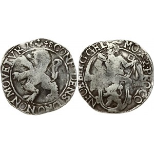 Netherlands GELDERLAND 1 Lion Daalder 1648 Obverse: Armored knight looking left above lion shield. Reverse...