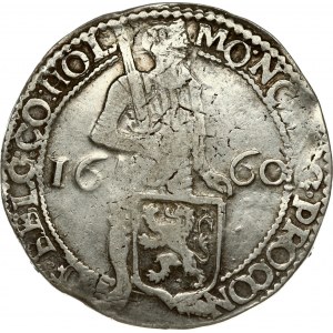 Netherlands HOLLAND 1 Silver Ducat 1660 Obverse: Knight standing right with sword on shoulder; left hand on lion shield...