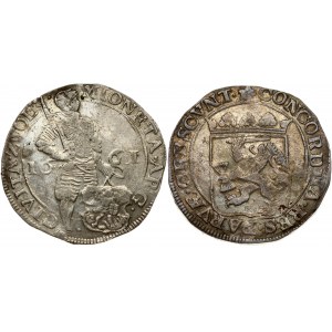 Netherlands ZWOLLE 1 Silver Ducat 1661 Obverse: Amored knight standing holding sword behind shield of arms...