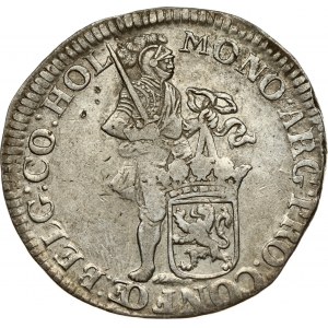 Netherlands HOLLAND 1 Silver Ducat 1673 Obverse: Standing armored Knight with crowned shield of Holland at feet...