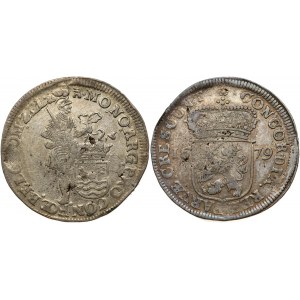 Netherlands ZEELAND 1 Silver Ducat 1679 Obverse: Standing armored Knight with crowned Zeeland shield at feet...
