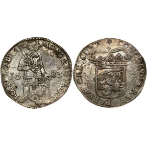 Netherlands UTRECHT 1 Silver Ducat 1683 Obverse: Amored knight standing holding sword behind shield of arms...