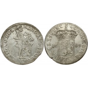 Netherlands HOLLAND 1 Silver Ducat 1693 Obverse: Standing armored Knight with crowned shield of Holland at feet...