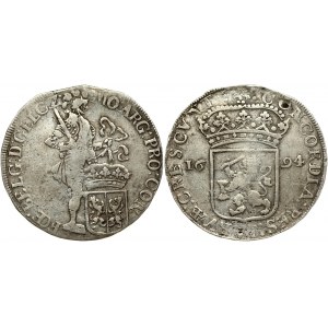 Netherlands GELDERLAND 1 Silver Ducat 1694 Obverse: Knight standing right; crowned lion shield at feet...