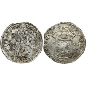 Netherlands OVERIJSSEL 1 Silver Ducat 1695 Obverse: Standing, armored knight with crowned shield of Overyssel at feet...