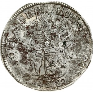 Netherlands OVERIJSSEL 1 Silver Ducat 1695 Obverse: Standing, armored knight with crowned shield of Overyssel at feet...