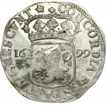 Netherlands OVERIJSSEL 1 Silver Ducat 1699. Obverse: Standing armored knight with crowned shield of Overyssel at feet...