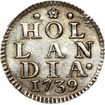 Netherlands HOLLAND 1 Duit 1739 Obverse: Crowned arms of Holland divides value. Reverse: Inscription above date...