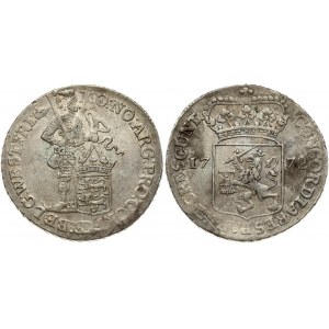 Netherlands WEST FRIESLAND 1 Silver Ducat 1772 Obverse: Standing armored knight with crowned shield of West...