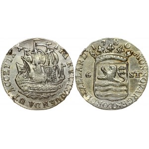 Netherlands ZEELAND 1 Scheepjesschelling 1780 Obverse: Crowned arms of Zeeland divide value. Obverse Legend: MO(N) NO(V...