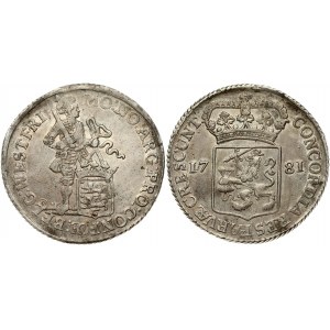 Netherlands WEST FRIESLAND 1 Silver Ducat 1781 Obverse: Standing armored knight with crowned shield of West...