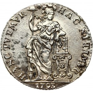 Netherlands UTRECHT 1 Gulden 1793 Obverse: Crowned arms of the Generality divide value. Obverse Legend: MO : ARG : ORD ...
