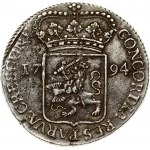 Netherlands WEST FRIESLAND 1 Silver Ducat 1794 Obverse: Standing armored knight with crowned shield of West...