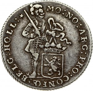 Netherlands HOLLAND 1 Silver Ducat 1801 Obverse: Standing armored knight, crowned shield by legs. Obverse Legend: MO:NO...