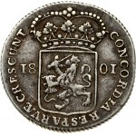 Netherlands HOLLAND 1 Silver Ducat 1801 Obverse: Standing armored knight, crowned shield by legs. Obverse Legend: MO:NO...