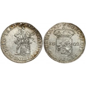 Netherlands UTRECHT 1 Silver Ducat 1802 Obverse: Standing armored knight, crowned shield by legs. Reverse...