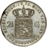 Netherlands 2-1/2 Gulden 1870 William III(1849-1890 ). Obverse: Head right. Obverse Legend: WILLEM III KONING ...
