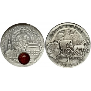 Niue 1 Dollar 2009 Elblag Amber Route Series. Elizabeth II (1952-). Obverse: Bust of Elizabeth II to right; date; value...