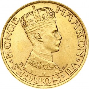Norway 20 Kroner 1910 Haakon VII (1905-1957). Obverse: Crowned head right. Reverse: King Olaf II; the Saint. Gold 8.95g...