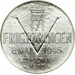 Norway 25 Kroner 1970 25th Anniversary of Liberation. Olav V (1957-1991). Obverse: Head right. Reverse...