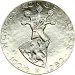 Norway 100 Kroner 1982 25th Anniversary of King Olav's Reign. Olav V(1957-1991). Obverse: Head left. Reverse...