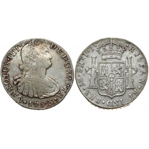 Peru 8 Reales 1793 IJ Charles IV (1788-1808). Obverse: Bust of Charles IIII; right. Obverse Legend...