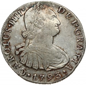 Peru 8 Reales 1793 IJ Charles IV (1788-1808). Obverse: Bust of Charles IIII; right. Obverse Legend...