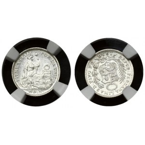 Peru 1/2 Dinero 1910 FG Obverse: National arms above date. Reverse: Seated Liberty flanked by shield and column. Silver...