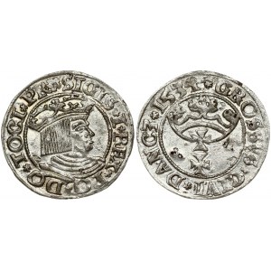 Poland Gdansk 1 Grosz 1534 Sigismund I the Old (1506-1548). Obverse: Crowned bust right. Lettering: *SIGIS * I * REX ...