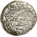 Poland 3 Groszy 1596 Poznan Sigismund III Vasa (1587-1632). Obverse: Crowned bust right. Reverse: Value; divided date...