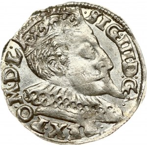 Poland 3 Groszy 1597 Bydgoszcz Obverse: Crowned bust right. Reverse: Value; divided date; symbols and two...