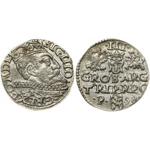 Poland 3 Groszy 1598 Poznan Sigismund III Vasa (1587-1632). Obverse: Crowned bust right. Reverse: Value; divided date...