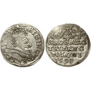 Poland 3 Groszy 1598 Lublin Sigismund III Vasa (1587-1632). Obverse: Crowned bust right. Reverse: Value; divided date...