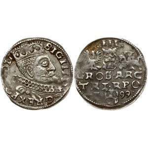 Poland 3 Groszy 1599 Wschowa. Sigismund III Vasa (1587-1632). Obverse: Crowned bust right. Reverse: Value; divided date...