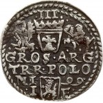 Poland 3 Groszy 1599 Olkusz. Sigismund III Vasa (1587-1632). Obverse: Crowned bust right. Reverse: Value; divided date...