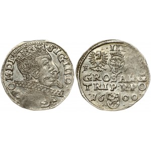 Poland 3 Groszy 1600 Poznan Sigismund III Vasa (1587-1632). Obverse: Crowned bust right. Reverse: Value; divided date...