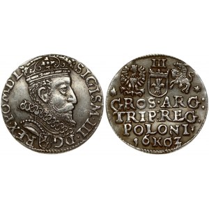 Poland 3 Groszy 1602 Krakow Sigismund III Vasa (1587-1632). Obverse: Crowned bust right. Reverse: Value; divided date...
