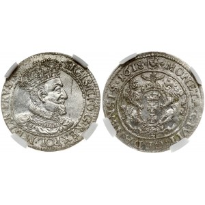 Poland Gdansk 1 Ort 1618 SA Sigismund III Vasa (1587-1629). Obverse: Crowned and armored bust right...